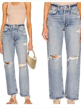 Agolde 90’s Mid Rise Straight Distressed Jeans